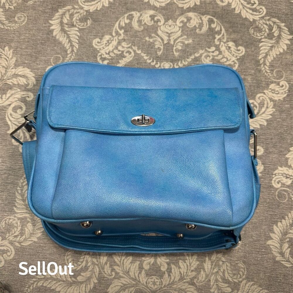 Vintage Samsonite Silhouette Blue Travel Shoulder Bag w/ Compartments